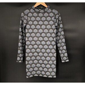 Zara Women's Long Sleeve Open Back Mini Dress L Gray Blue Modern Going Out Party